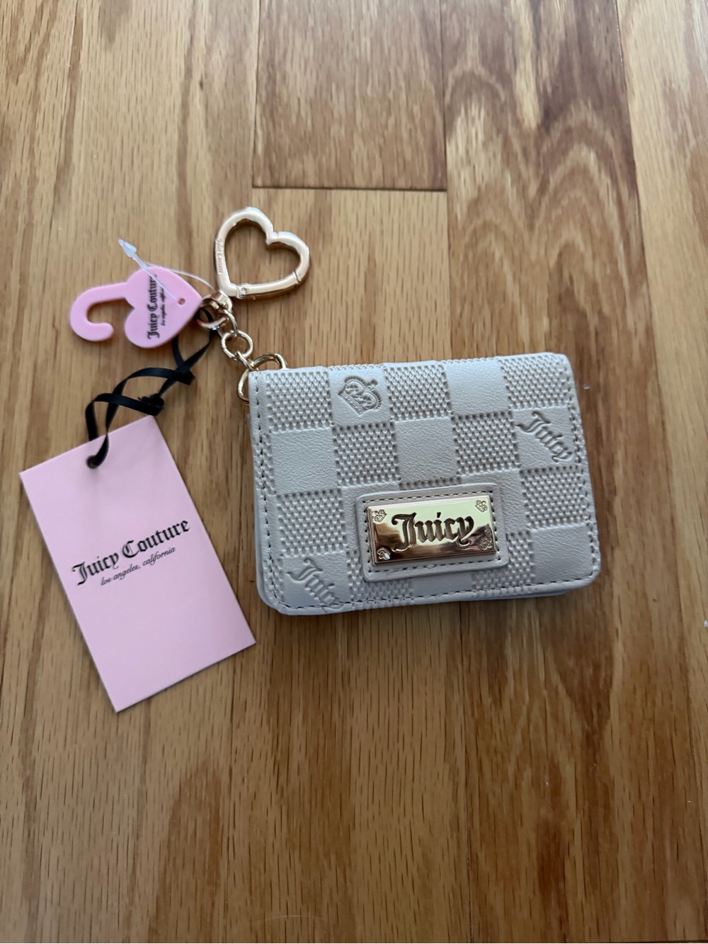 Juicy Couture Cream and Pink Card Holder with Heart Keyring